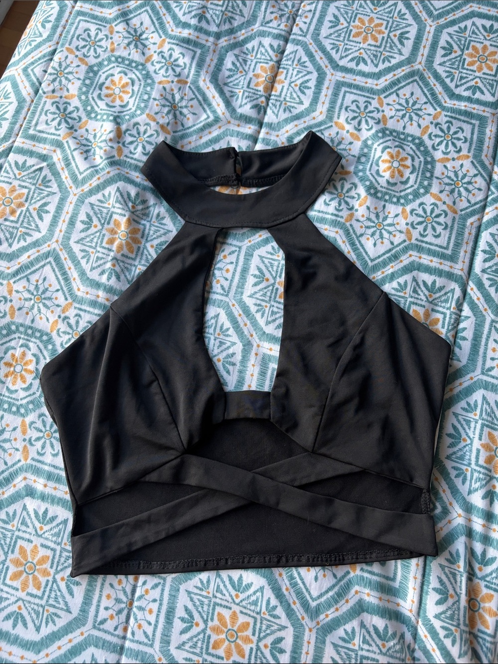 Black Cutout Halter Crop Top